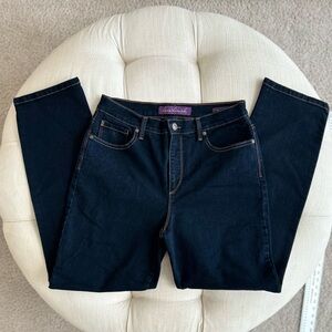 Gloria Vanderbilt Amanda Dark Blue Indigo Denim Button Zip Womens Jeans 10 Short